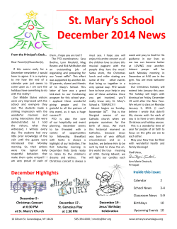the St. Mary's School December 2014 Newsletter