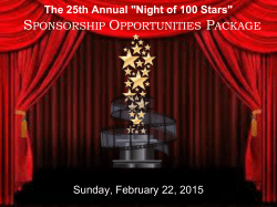 Sunday, February 22, 2015 The 25th Annual "Night of 100 Stars"
