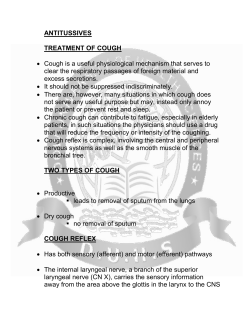 ANTITUSSIVES TREATMENT OF COUGH • Cough is a useful