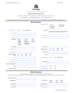 Residential Data Input Form MLS Information Office