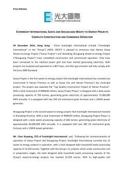 Everbright International Sanya and Shouguang Waste-to