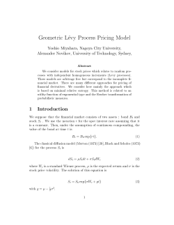 Geometric L evy Process Pricing Model 1 Introduction