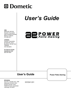 Dometic 12v power awning user guide
