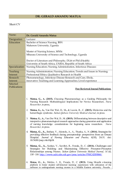 DR. GERALD AMANDU MATUA Short CV
