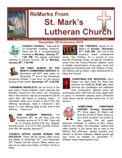 January 2015 - St. Mark's Lutheran Church