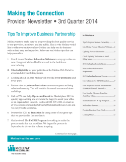 Making the Connection Provider Newsletter • 3rd Quarter 2014