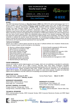 IEEE Workshop on Security Issues in SDN