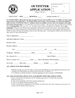 2014 Outfitter Application