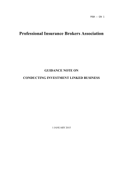Professional Insurance Brokers Association GUIDANCE NOTE ON