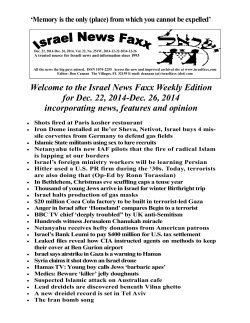 Welcome to the Israel News Faxx Weekly Edition for Dec. 22, 2014