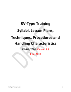 RV-Type Training Syllabi, Lesson Plans, Techniques, Procedures