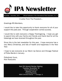 IPA Newsletter * November – December 2014