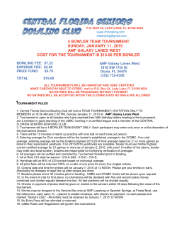 JANURARY Tournament Information