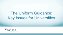 The Uniform Guidance: Key Issues for Universities
