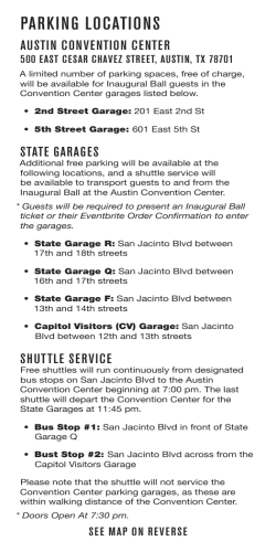 Parking Instructions - 2015 Texas Inauguration