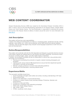 WEB CONTENT COORDINATOR - Olympic Broadcasting Services