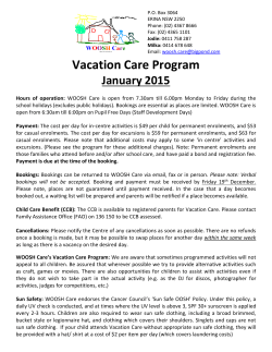 Vacation Care Program January 2015
