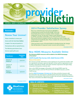 December Provider Bulletin - Blue Cross of Northeastern