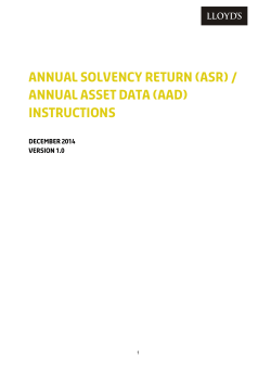 Annual Solvency Return and Annual Asset Data Instructions