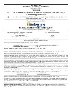 Latest Financial Report - Timberline Resources Corporation