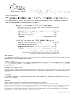 Program Tuition and Fees Information 2015–2016