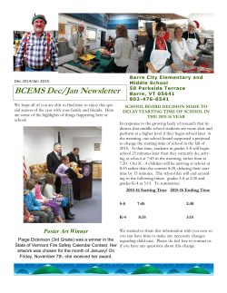 Dec 2014-Jan 2015 Newsletter - Barre City Elementary and Middle