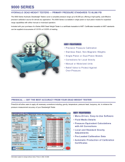 SI Pressure 9000 Dead Weight Tester Spec Sheet PDF