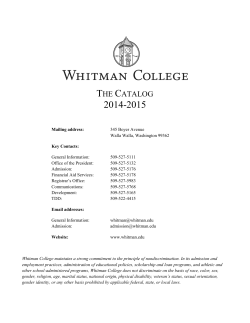 THE CATALOG - Whitman College