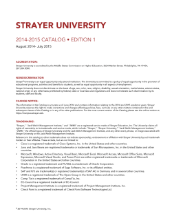 2014-2015 Catalog - Strayer University