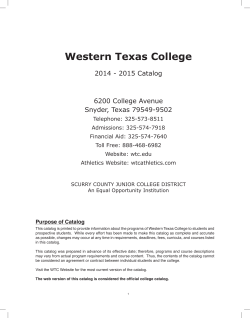 2014-2015 Catalog - Western Texas College