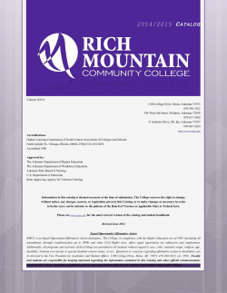 2014/2015 CATALOG - Rich Mountain Community College