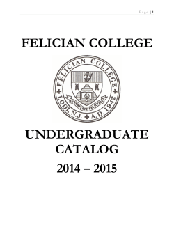 FELICIAN COLLEGE UNDERGRADUATE CATALOG 2014 – 2015