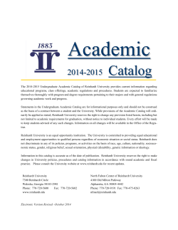 Reinhardt University 2014-2015 Undergraduate Academic Catalog
