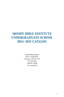 Undergraduate Catalog - Moody Bible Institute