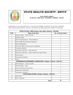 Vacancies in SHS-RNTCP - National Health Mission – Tamil Nadu
