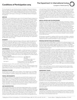 Conditions of Participation 2015 - The Experiment in International
