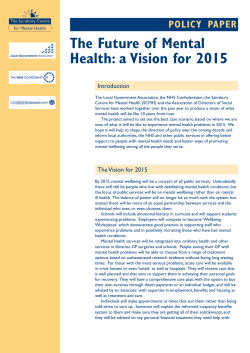 The Future of Mental Health: a Vision for 2015