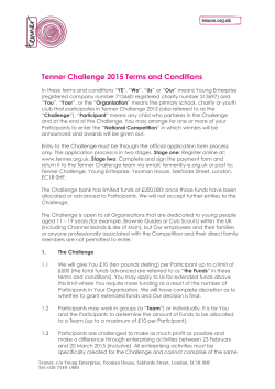 Tenner Challenge 2015 Terms and Conditions