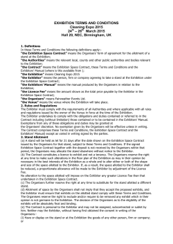 EXHIBITION TERMS AND CONDITIONS 2015