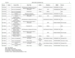 2015 Textbook List 1 - Lumen Christi Catholic High School