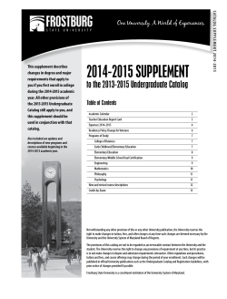 2014-2015 SUPPLEMENT - Frostburg State University