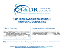 2015 IADR/AADR/CADR SESSION PROPOSAL GUIDELINES