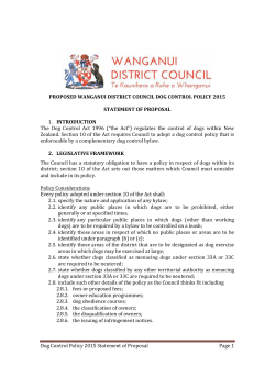 Statement of Proposal - Wanganui District Dog Control Policy 2015