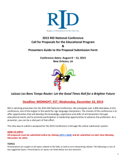 2015 RID National Conference Call for Proposals for the