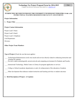 Technology Fee Project Proposal Form for 2014-2015
