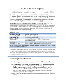 CCBD 2015 Call for Proposals Formatting Your Submission