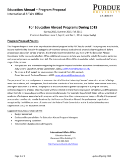 Program Proposal 2015 - Purdue University Calumet