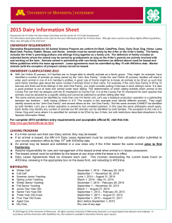 2015 Dairy Information Sheet - University of Minnesota Extension