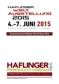 Announcement Haflinger World Show 2015