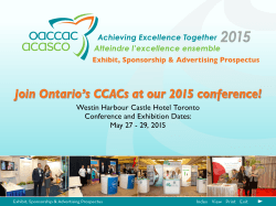 OACCAC 2015 Conference - Exhibit, Sponsorship and Advertising